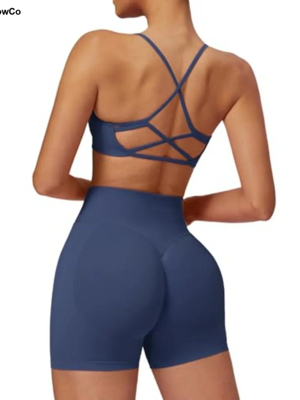 2 Piece Matching Workout Sets Yoga Gym Outfits Scrunch Butt Shorts Cross Back